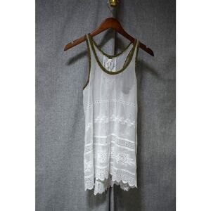 Free People White Lace Mesh Crochet Trim Sleeveless Dress XS